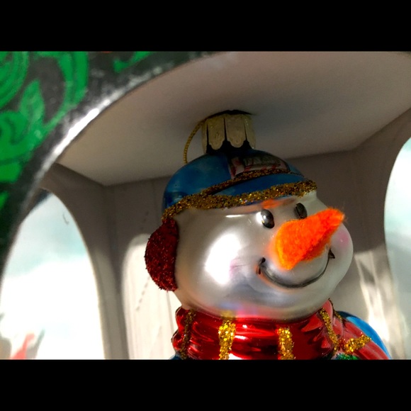 Christmas Snowman Hand Blown Glass Ornament NWT 6” - Picture 7 of 10